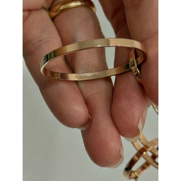 Trina Turk Drop Dangle 3 Layer Round Hoop Hook Earrings Rose Gold - Picture 3 of 3